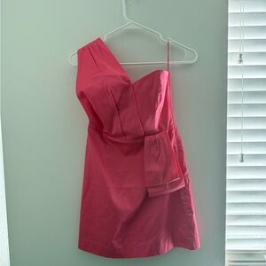 pink one shoulder french connection dress